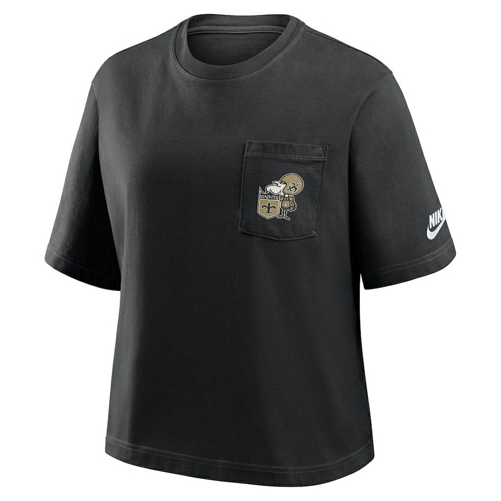 NFL New Orleans Saints Women's Rewind Pocket Boxy T-Shirt