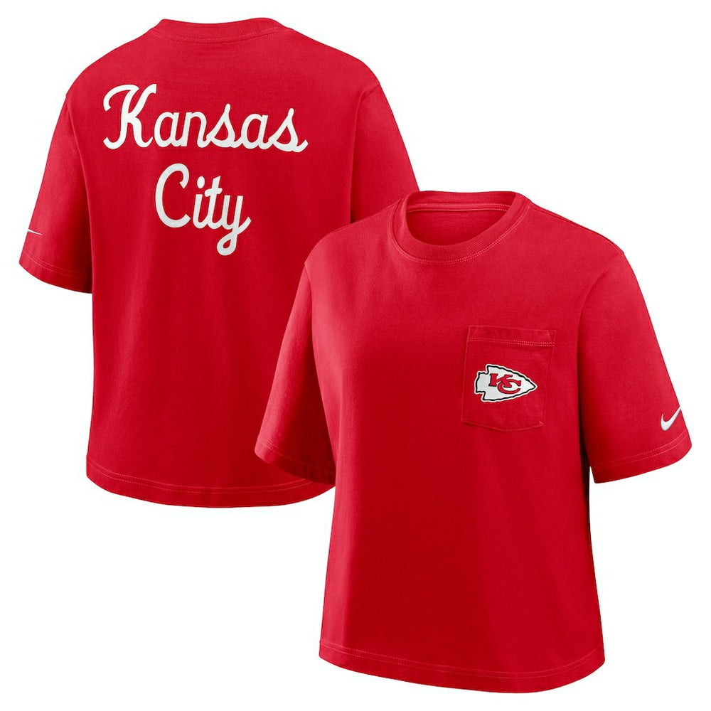 NFL Kansas City Chiefs Women's Rewind Pocket Boxy T-Shirt