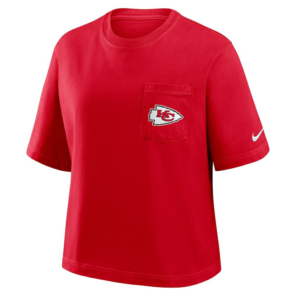 NFL Kansas City Chiefs Women's Rewind Pocket Boxy T-Shirt