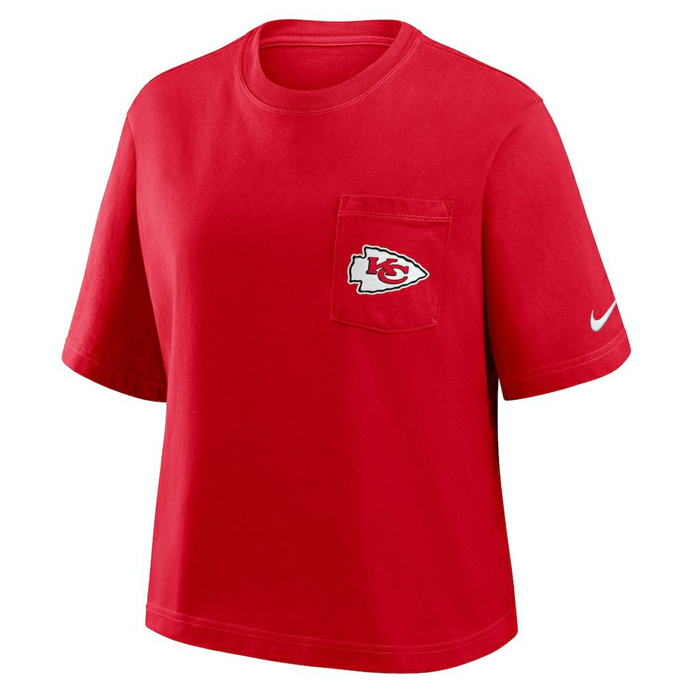 NFL Kansas City Chiefs Women's Rewind Pocket Boxy T-Shirt