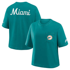 NFL Miami Dolphins Women's Rewind Pocket Boxy T-Shirt