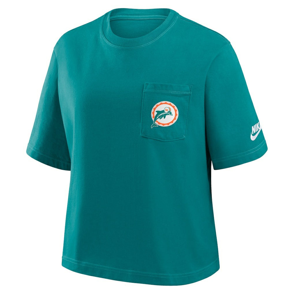 NFL Miami Dolphins Women's Rewind Pocket Boxy T-Shirt