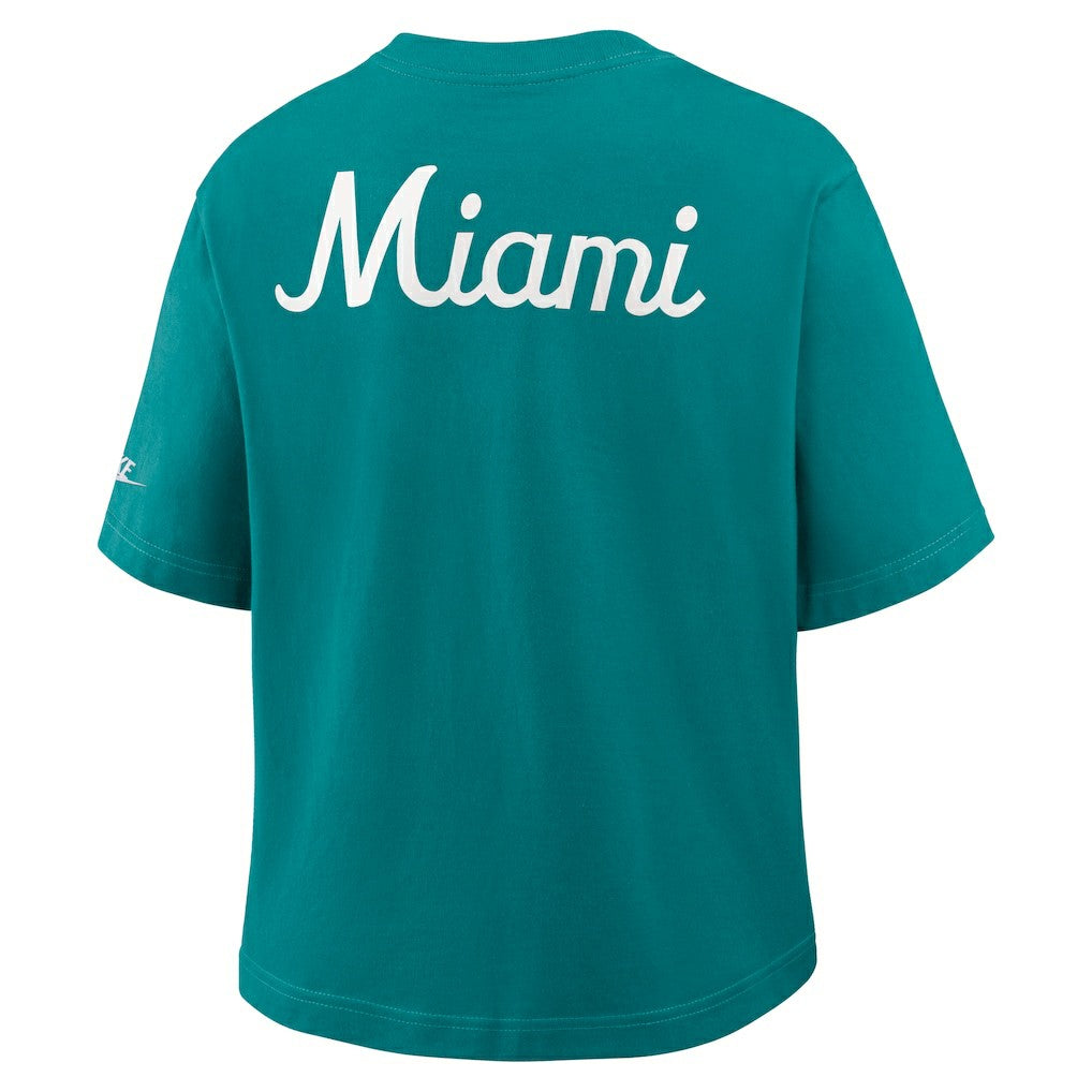 NFL Miami Dolphins Women's Rewind Pocket Boxy T-Shirt