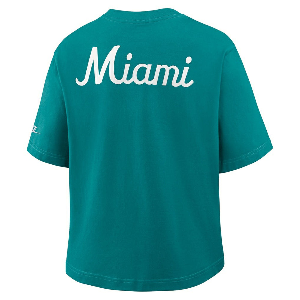 NFL Miami Dolphins Women's Rewind Pocket Boxy T-Shirt