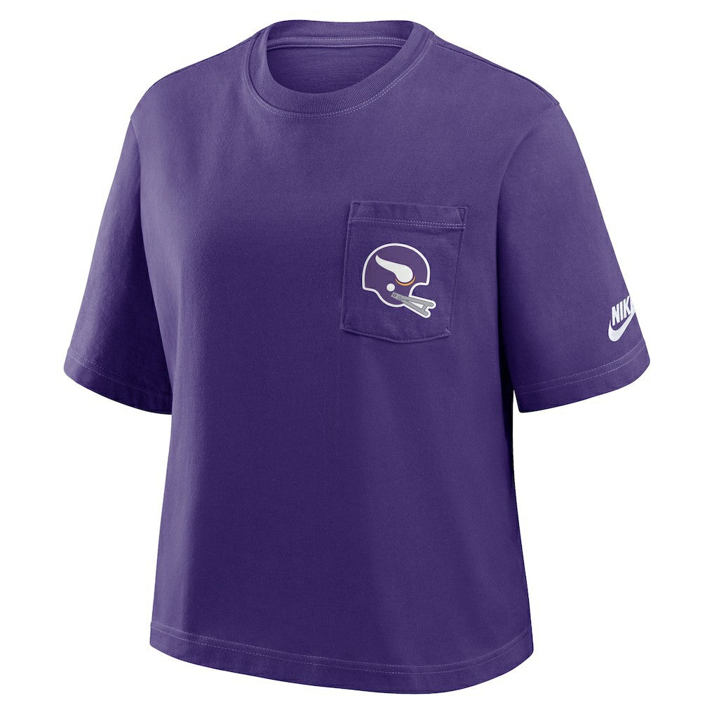 NFL Minnesota Vikings Women's Rewind Pocket Boxy T-Shirt
