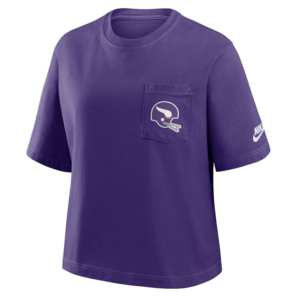 NFL Minnesota Vikings Women's Rewind Pocket Boxy T-Shirt