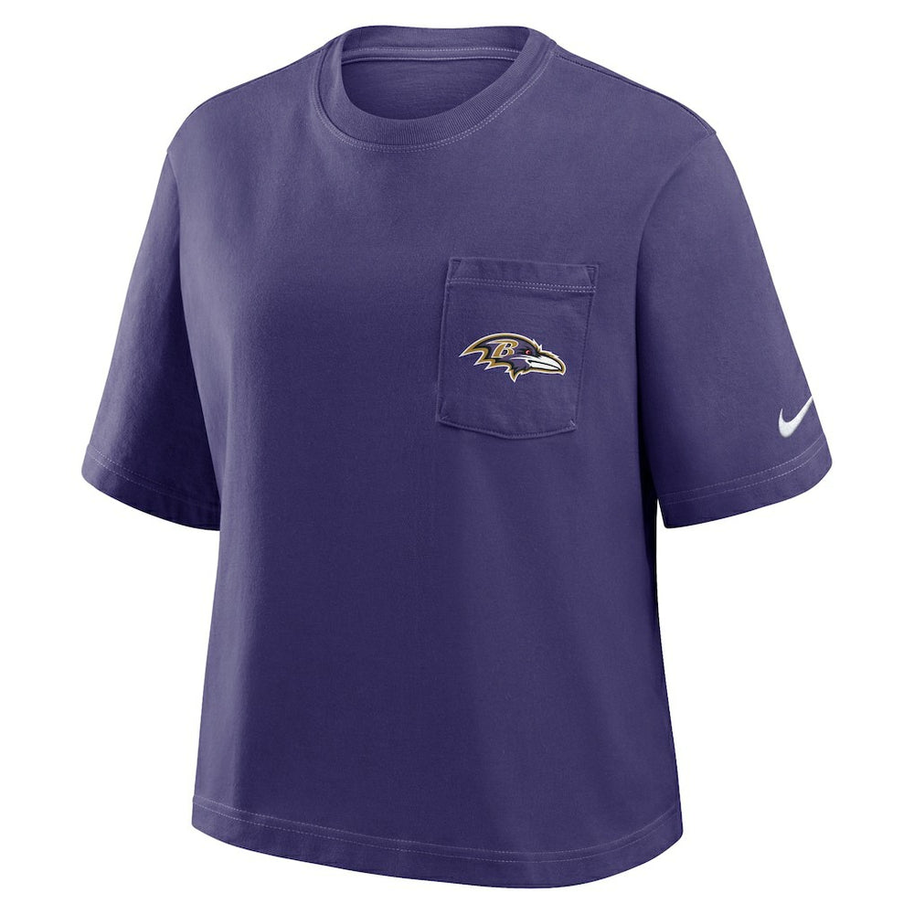 NFL Baltimore Ravens Women's Rewind Pocket Boxy T-Shirt