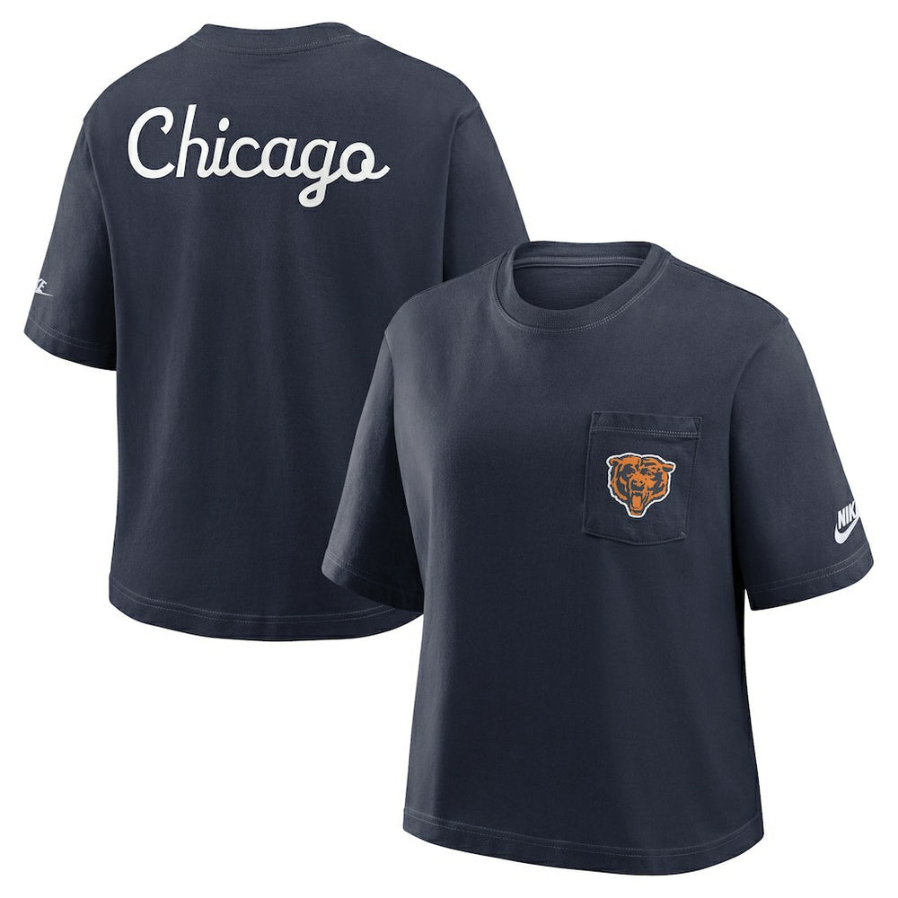 NFL Chicago Bears Women's Rewind Pocket Boxy T-Shirt