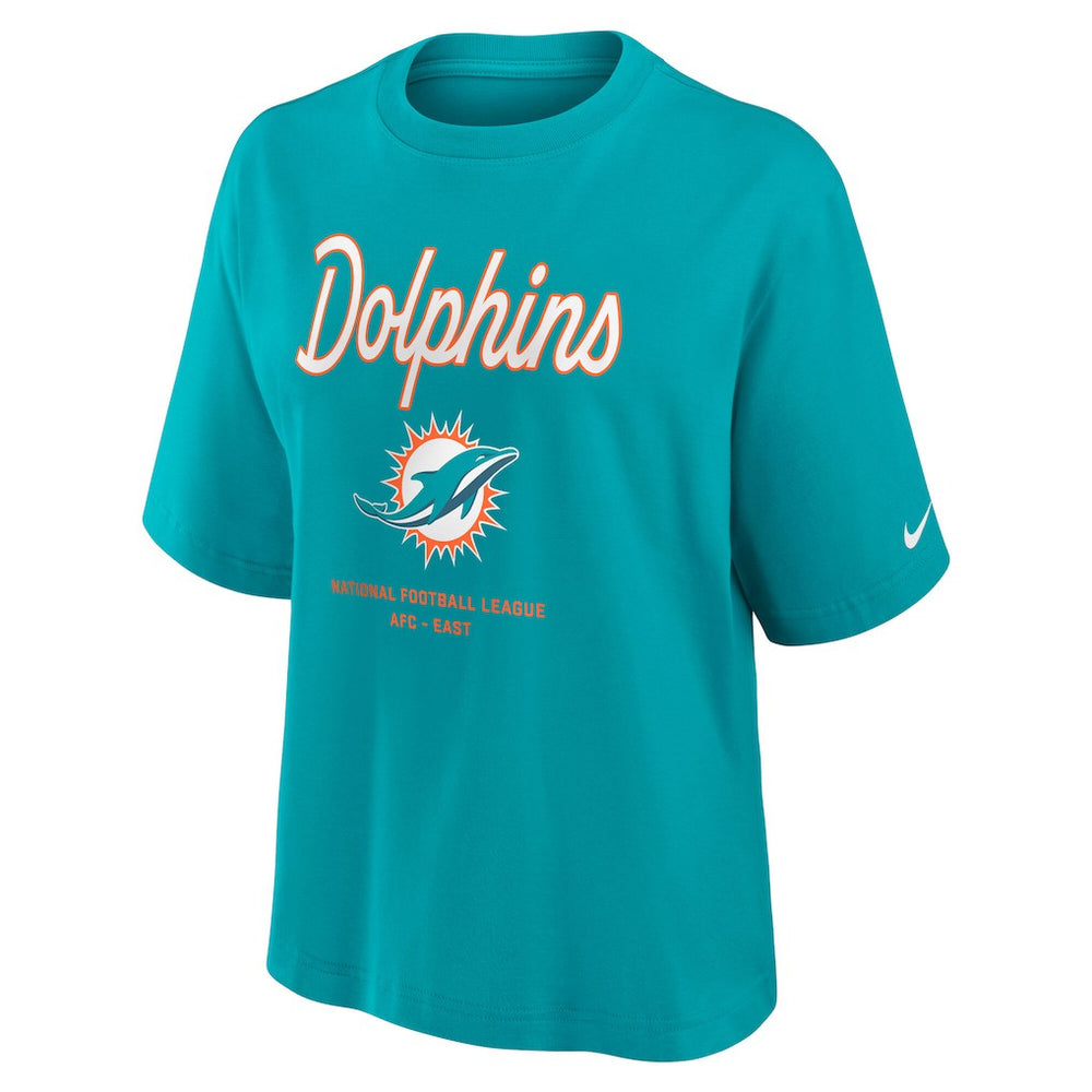 NFL Miami Dolphins Women's Essential Script Relaxed Boxy T-Shirt