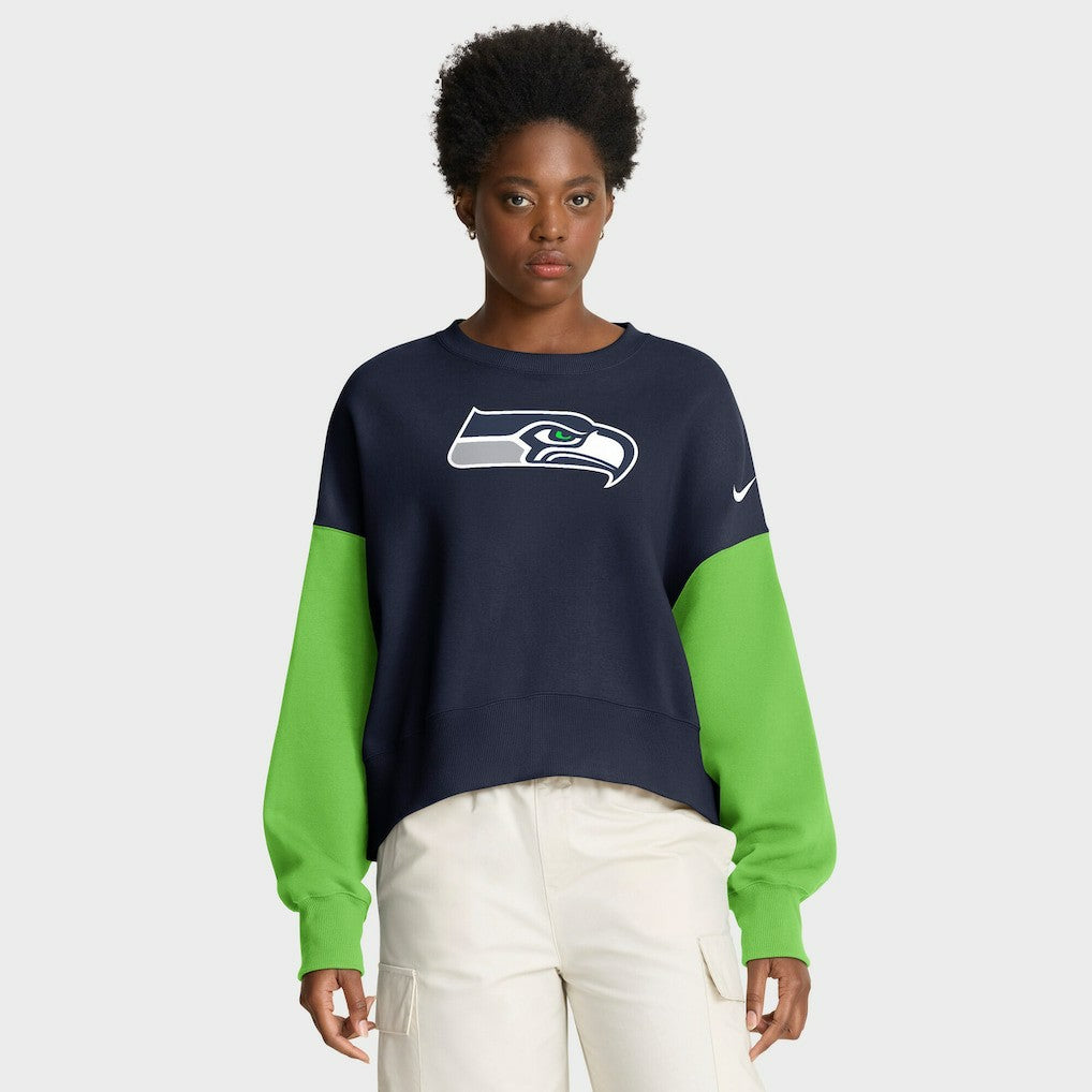 NFL Seattle Seahawks Women's Oversized Color-Block Pullover Sweatshirt