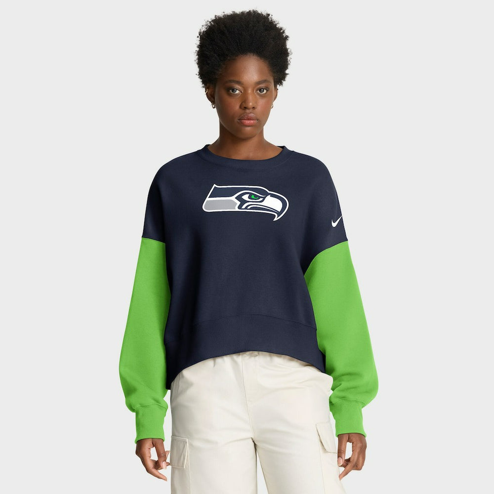 NFL Seattle Seahawks Women's Oversized Color-Block Pullover Sweatshirt
