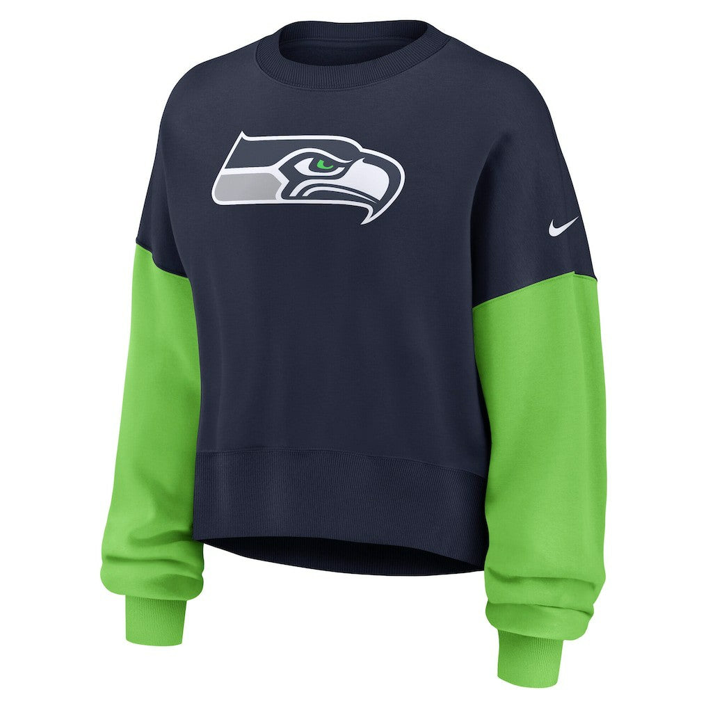 NFL Seattle Seahawks Women's Oversized Color-Block Pullover Sweatshirt