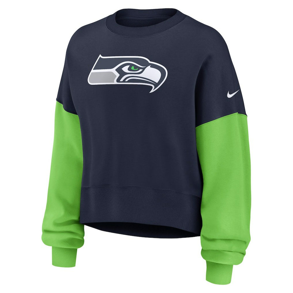 NFL Seattle Seahawks Women's Oversized Color-Block Pullover Sweatshirt
