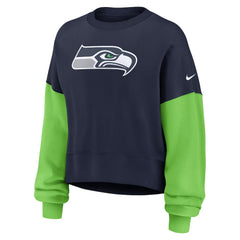 NFL Seattle Seahawks Women's Oversized Color-Block Pullover Sweatshirt