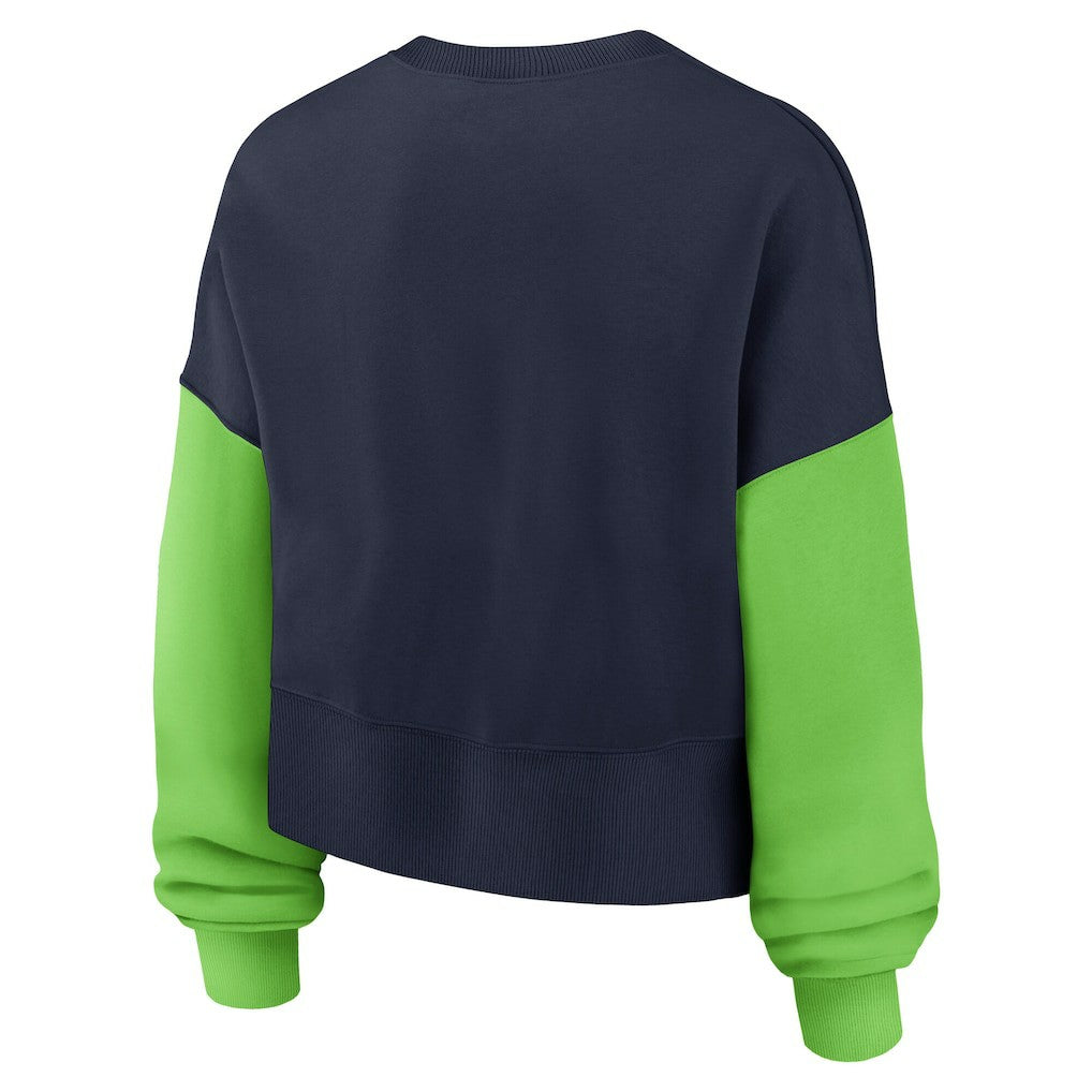 NFL Seattle Seahawks Women's Oversized Color-Block Pullover Sweatshirt