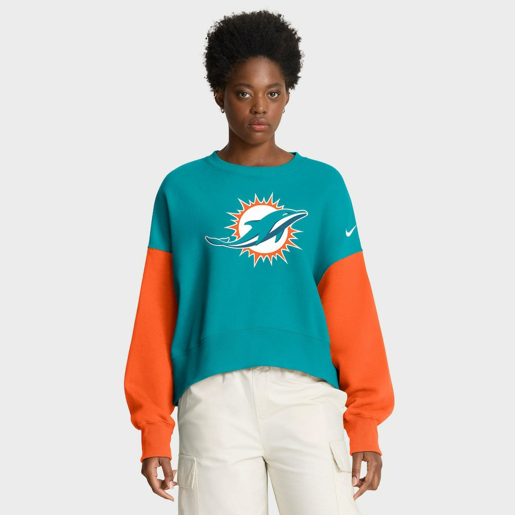 NFL Miami Dolphins Women's Oversized Color-Block Pullover Sweatshirt