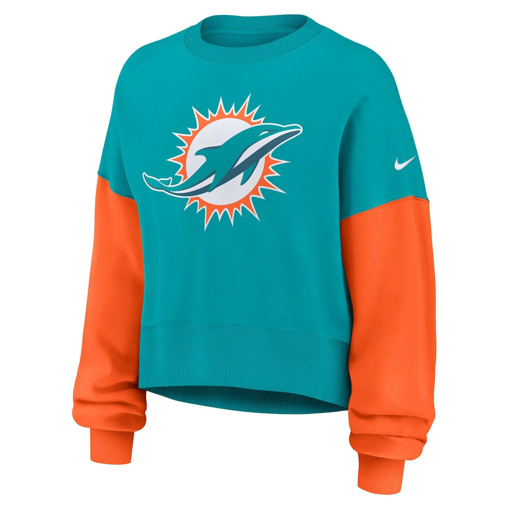 NFL Miami Dolphins Women's Oversized Color-Block Pullover Sweatshirt