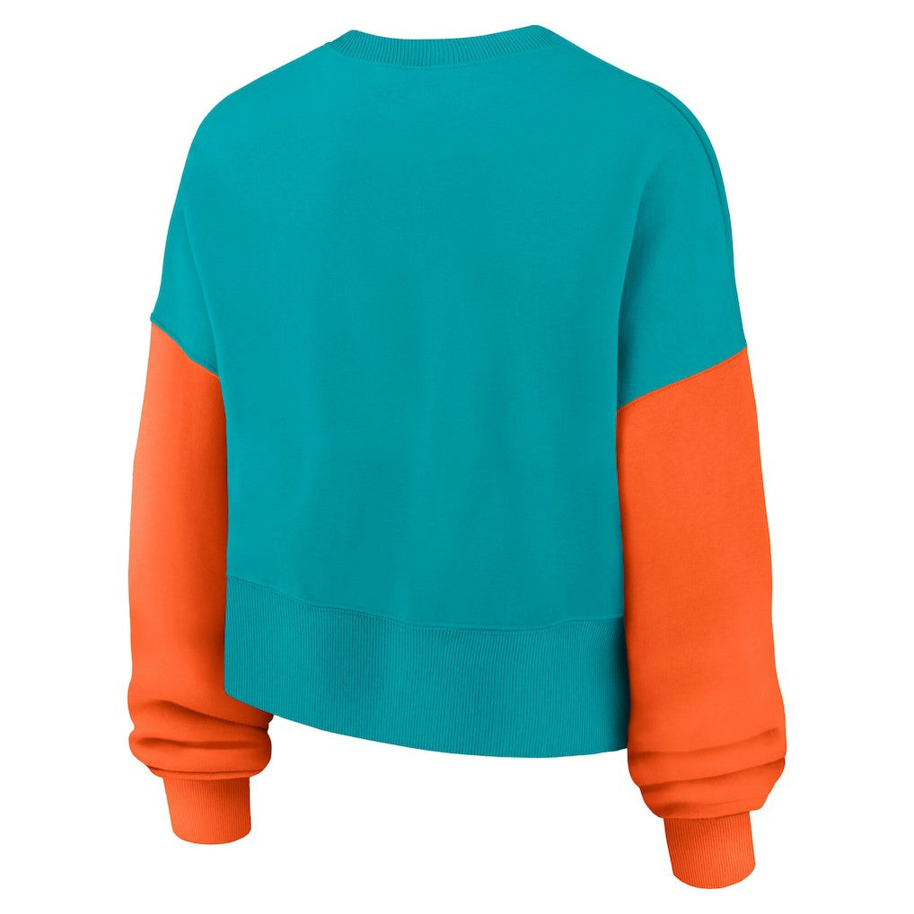 NFL Miami Dolphins Women's Oversized Color-Block Pullover Sweatshirt