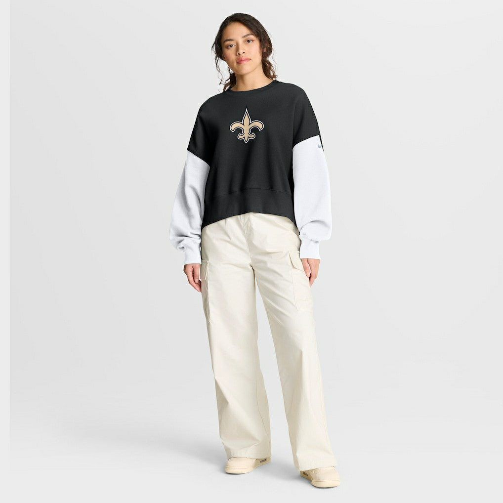 NFL New Orleans Saints Women's Oversized Color-Block Pullover Sweatshirt