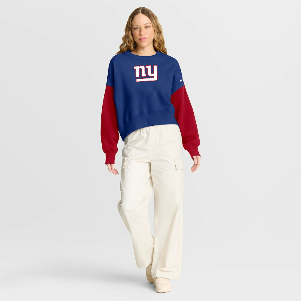 NFL New York Giants Women's Oversized Color-Block Pullover Sweatshirt