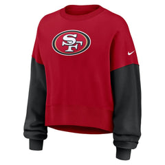 NFL San Francisco 49ers Women's Oversized Color-Block Pullover Sweatshirt