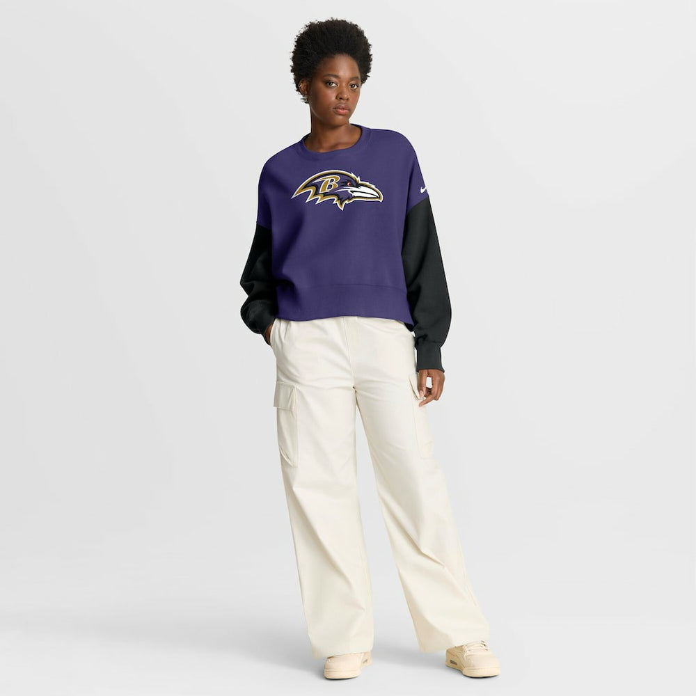 NFL Baltimore Ravens Women's Oversized Color-Block Pullover Sweatshirt