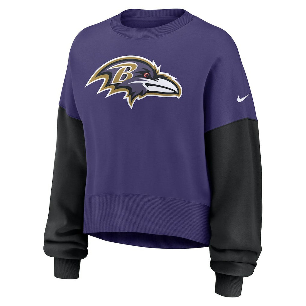 NFL Baltimore Ravens Women's Oversized Color-Block Pullover Sweatshirt