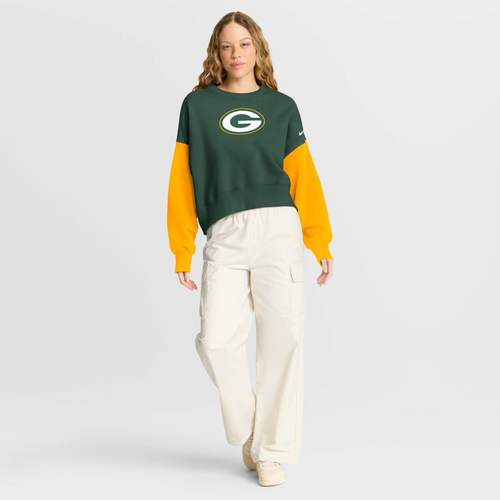 NFL Green Bay Packers Women's Oversized Color-Block Pullover Sweatshirt