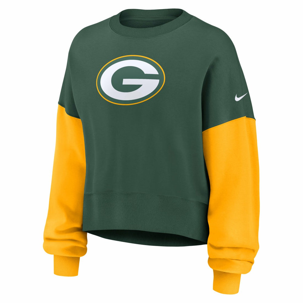 NFL Green Bay Packers Women's Oversized Color-Block Pullover Sweatshirt
