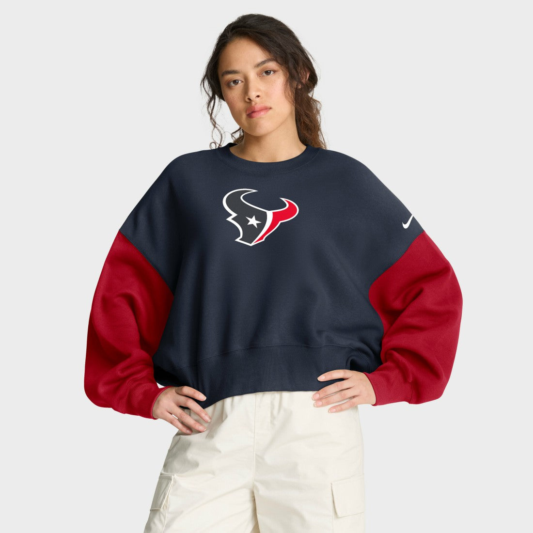 NFL Houston Texans Women's Oversized Color-Block Pullover Sweatshirt