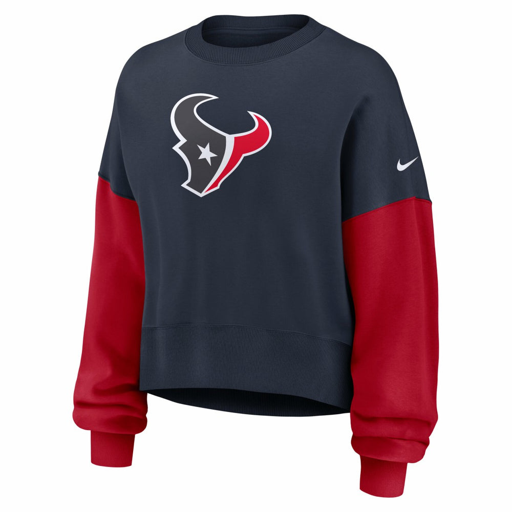 NFL Houston Texans Women's Oversized Color-Block Pullover Sweatshirt