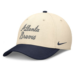 Atlanta Braves Statement Rise Performance Flex Hat - Natural/Navy | Nike