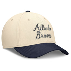 Atlanta Braves Statement Rise Performance Flex Hat - Natural/Navy | Nike