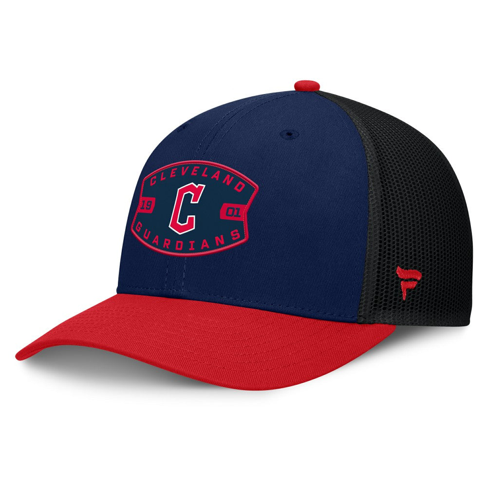 Cleveland Guardians Cutoff Adjustable Trucker Hat - Navy/Red