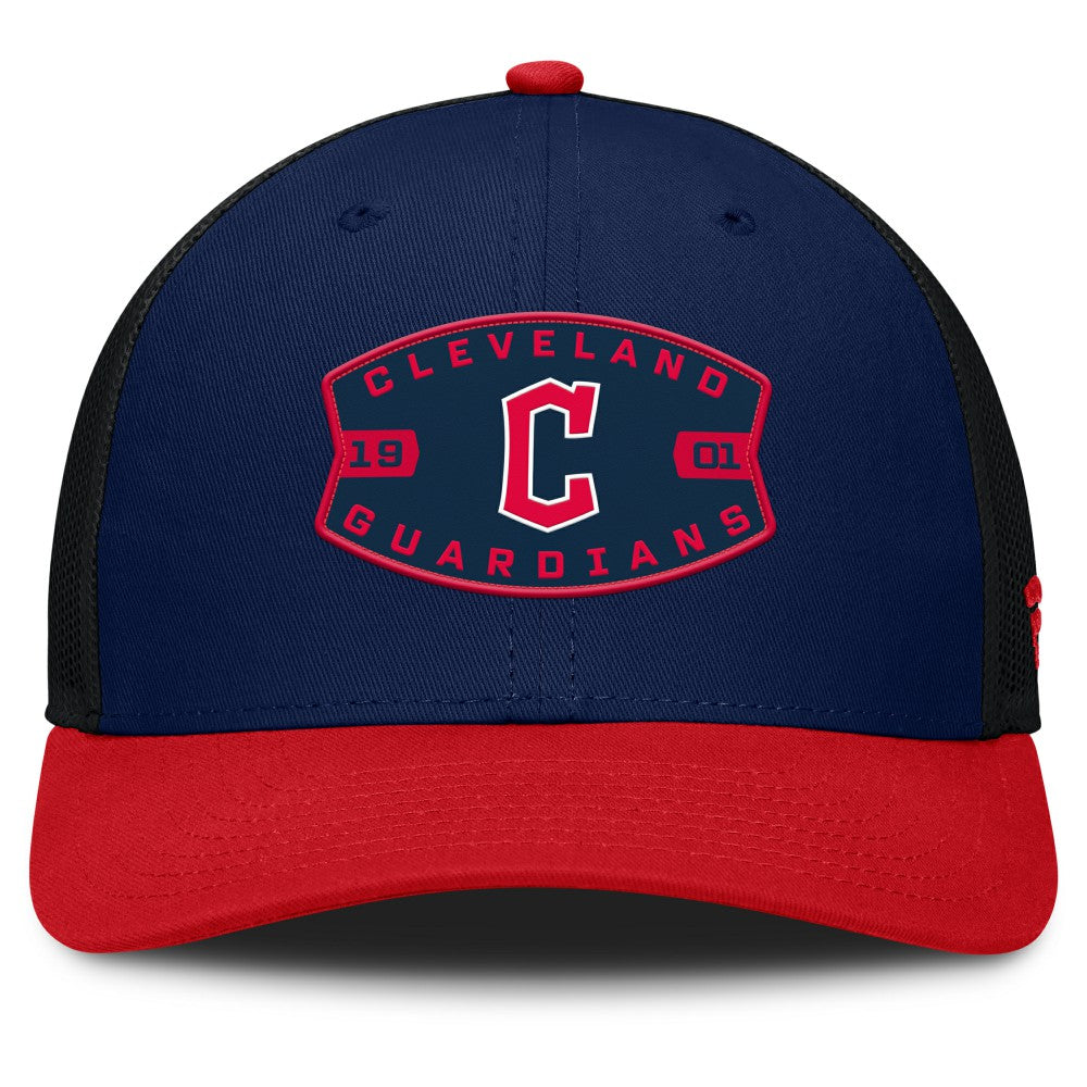 Cleveland Guardians Cutoff Adjustable Trucker Hat - Navy/Red