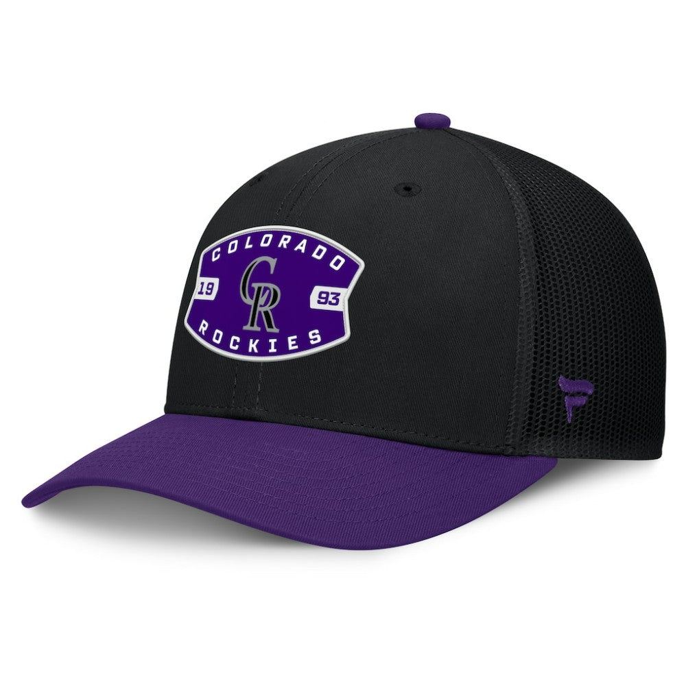 Colorado Rockies Cutoff Adjustable Trucker Hat - Black/Purple