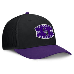 Colorado Rockies Cutoff Adjustable Trucker Hat - Black/Purple