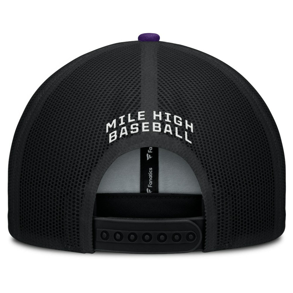 Colorado Rockies Cutoff Adjustable Trucker Hat - Black/Purple