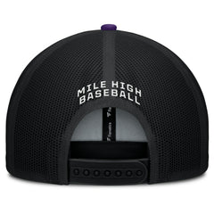 Colorado Rockies Cutoff Adjustable Trucker Hat - Black/Purple