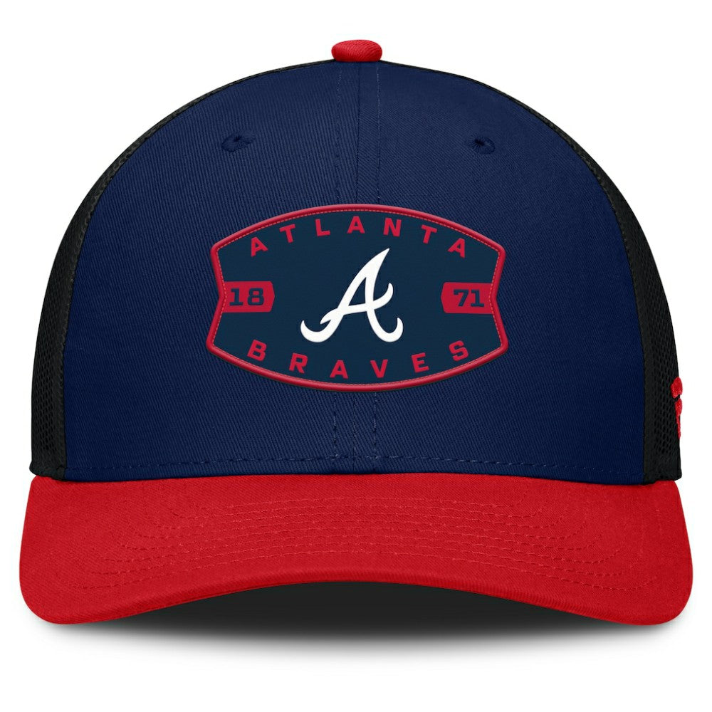 Atlanta Braves Cutoff Adjustable Trucker Hat - Navy/Red