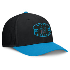 Miami Marlins Cutoff Adjustable Trucker Hat - Black/Blue