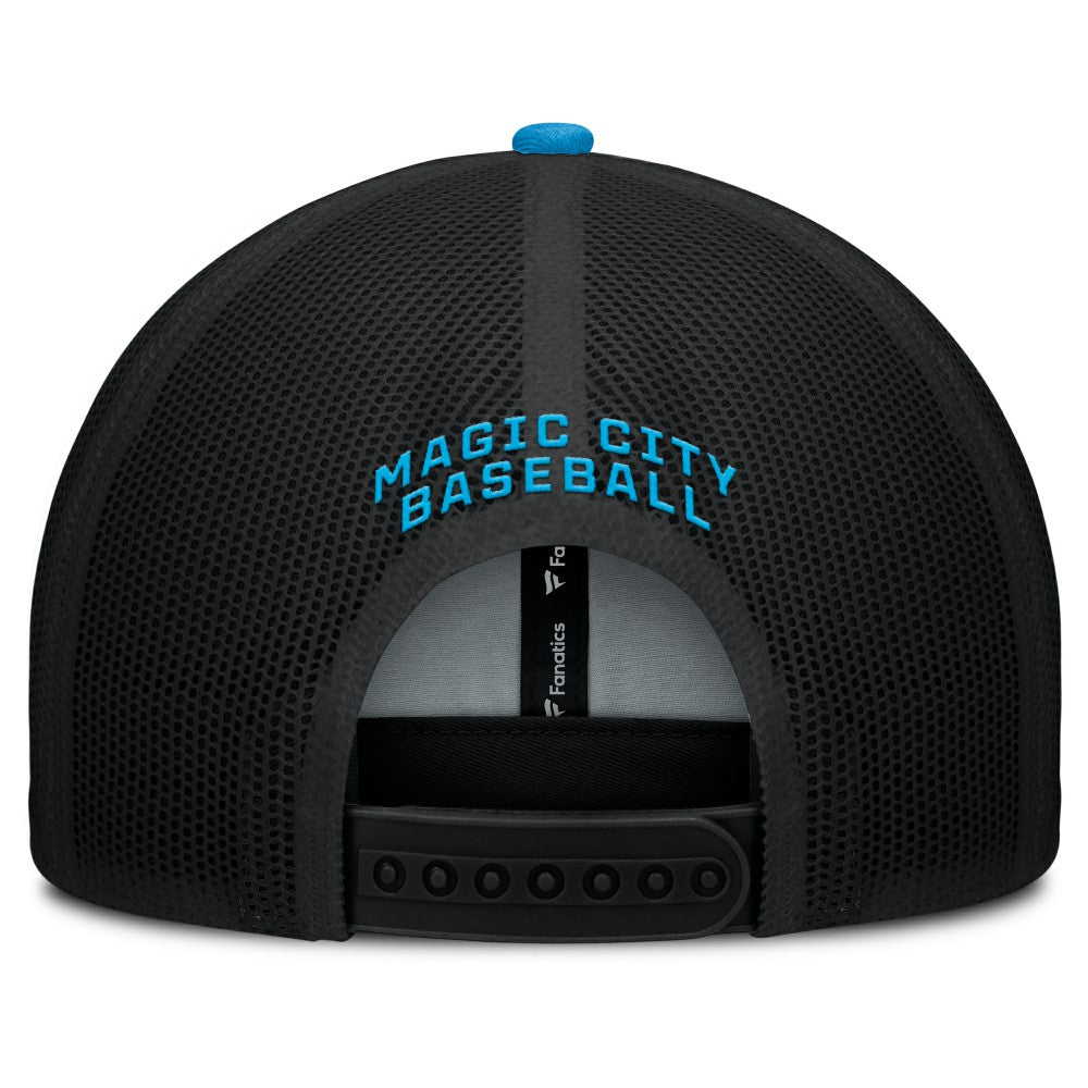 Miami Marlins Cutoff Adjustable Trucker Hat - Black/Blue