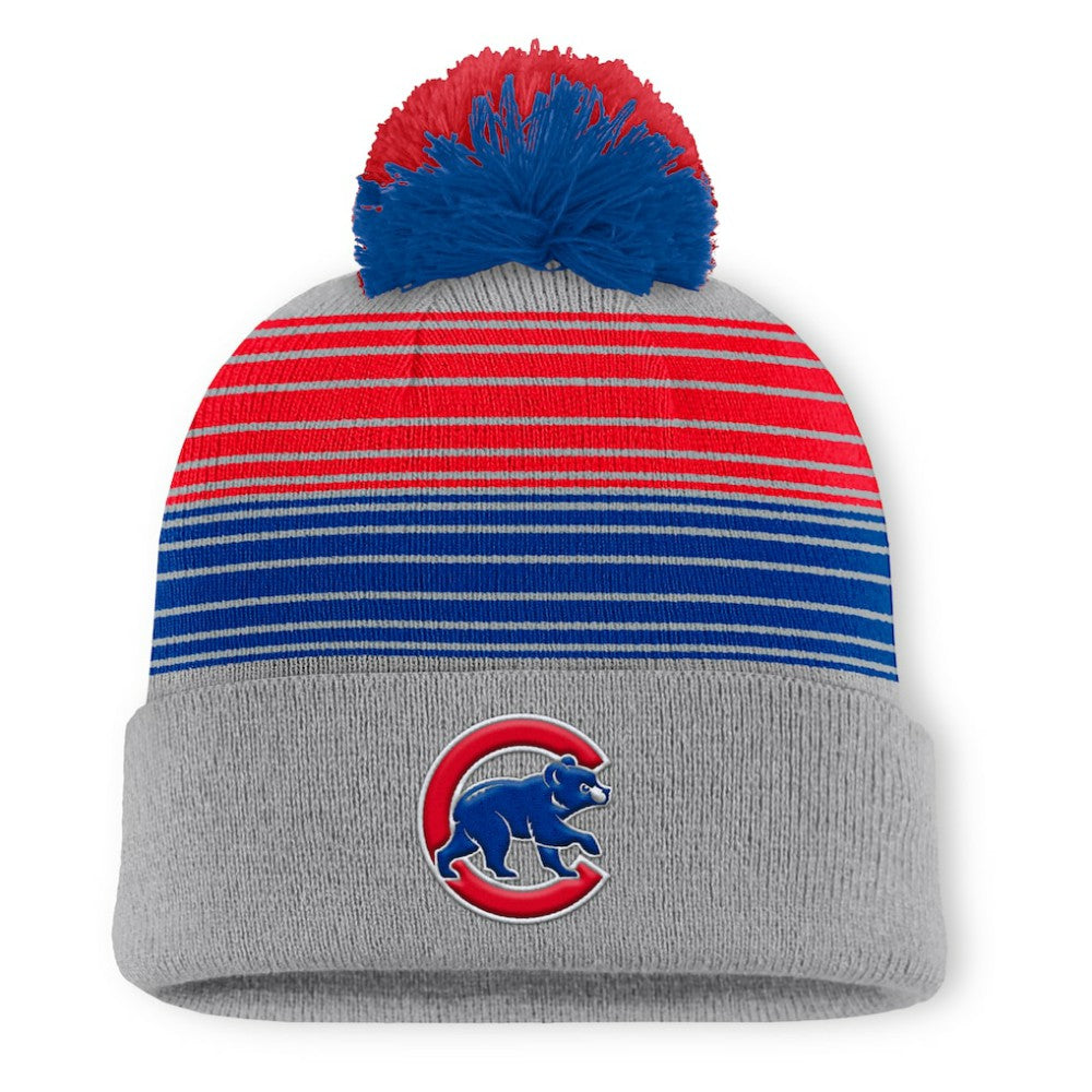Chicago Cubs Balk Cuffed Knit Hat with Pom - Gray