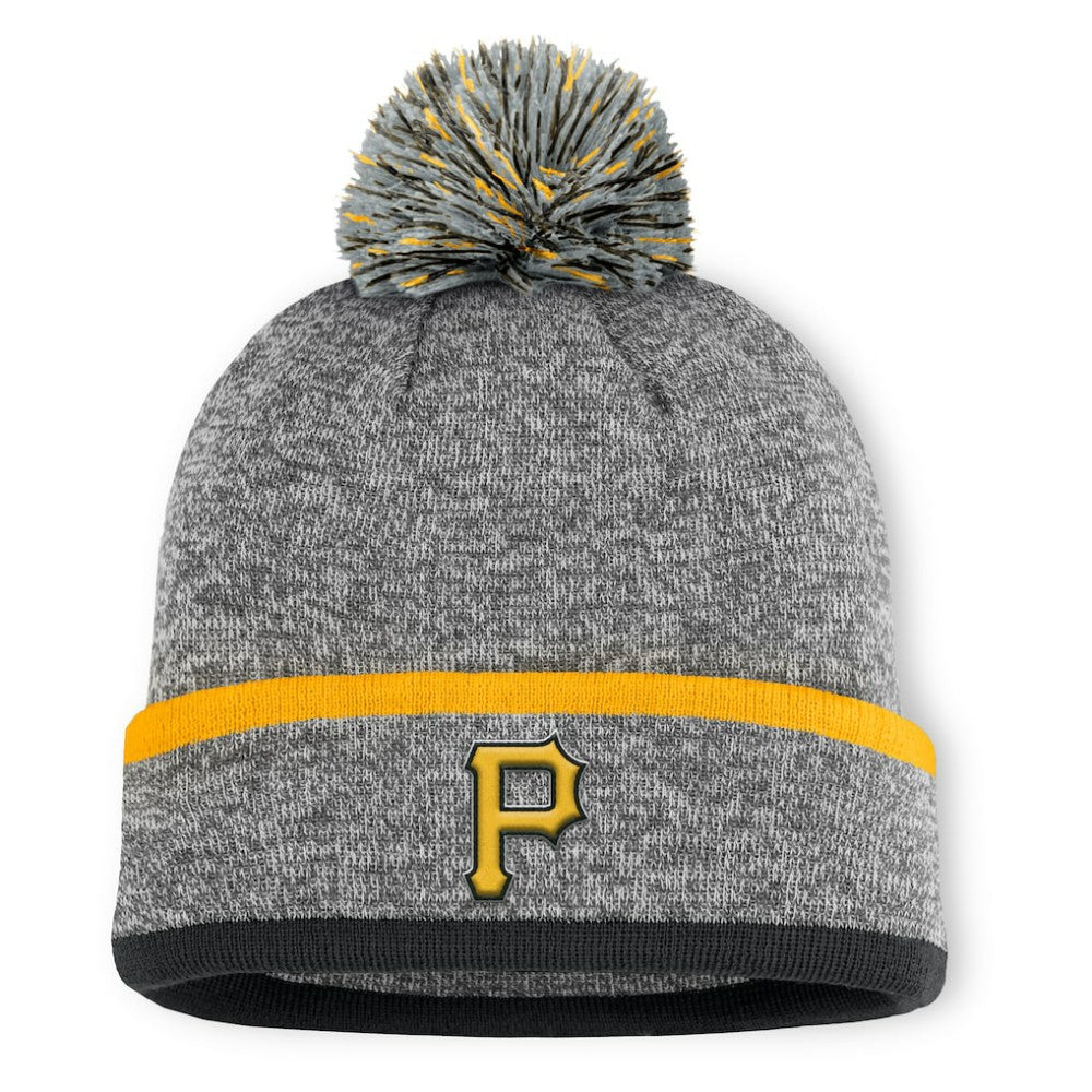 Pittsburgh Pirates Backstop Cuffed Knit Hat with Pom - Heather Gray