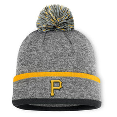 Pittsburgh Pirates Backstop Cuffed Knit Hat with Pom - Heather Gray