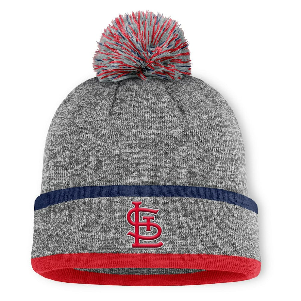 St. Louis Cardinals Backstop Cuffed Knit Hat with Pom - Heather Gray