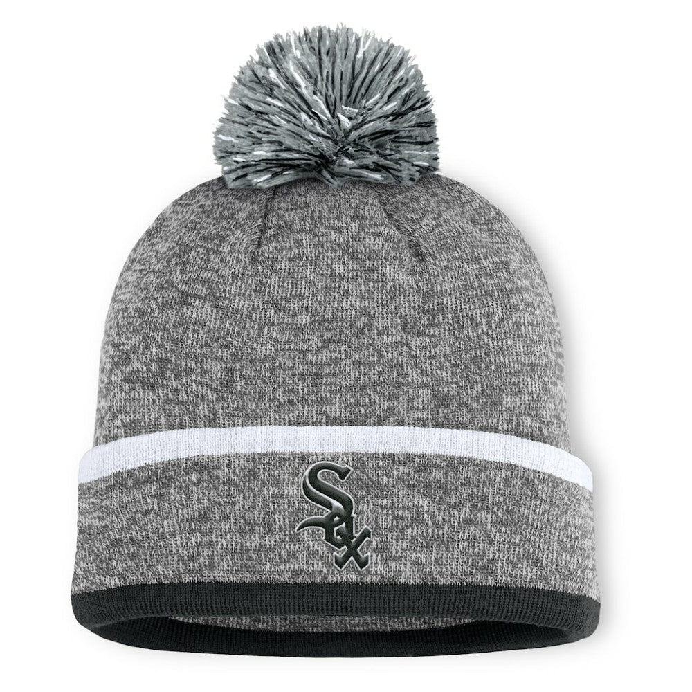 Chicago White Sox Backstop Cuffed Knit Hat with Pom - Heather Gray