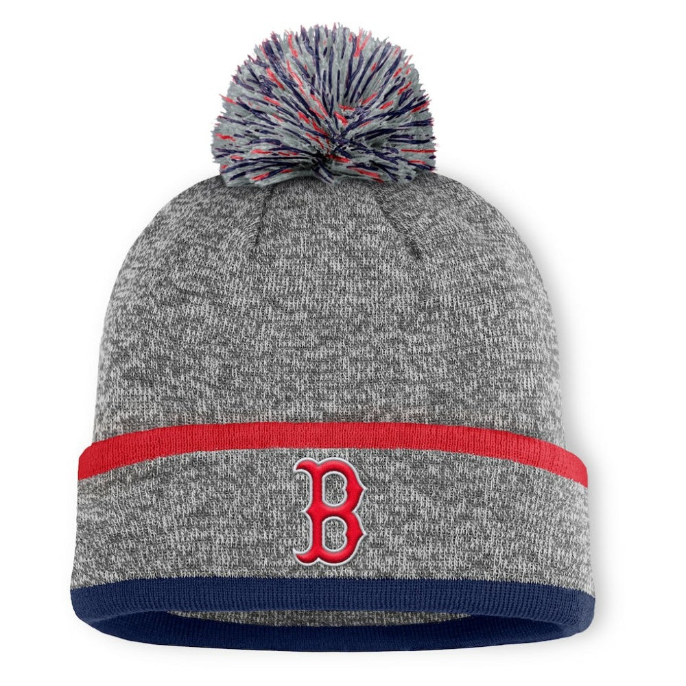 Boston Red Sox Backstop Cuffed Knit Hat with Pom - Heather Gray
