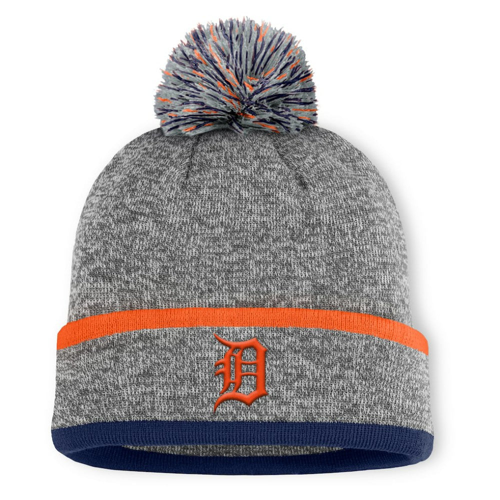 Detroit Tigers Backstop Cuffed Knit Hat with Pom - Heather Gray