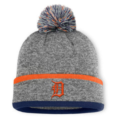 Detroit Tigers Backstop Cuffed Knit Hat with Pom - Heather Gray